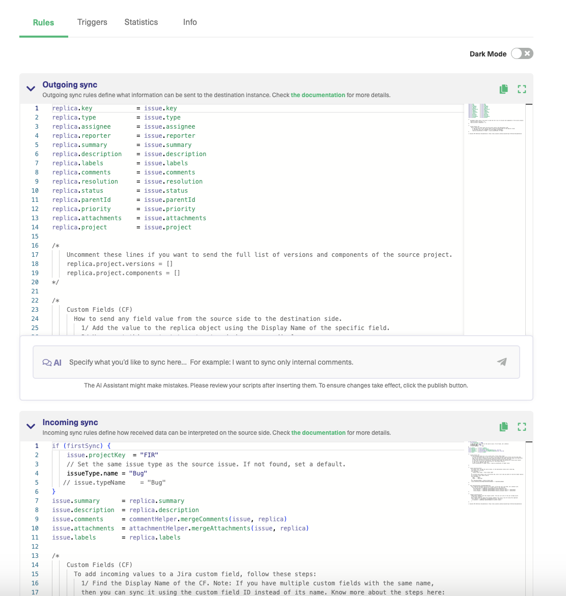 Sync rules in Jira 